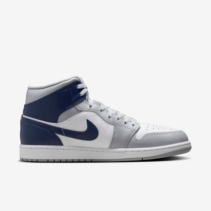 Tênis Jordan 1 Mid Wolf Grey Midnight Navy
