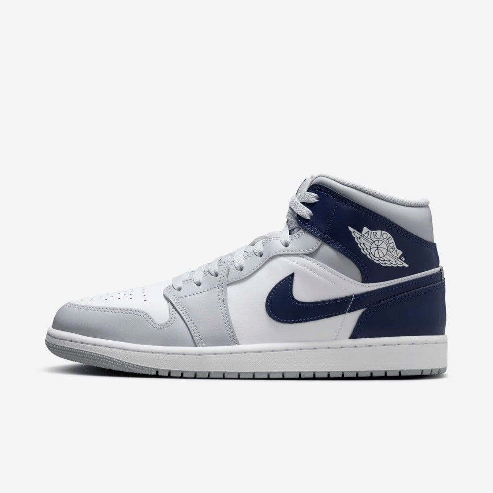 Tênis Jordan 1 Mid Wolf Grey Midnight Navy